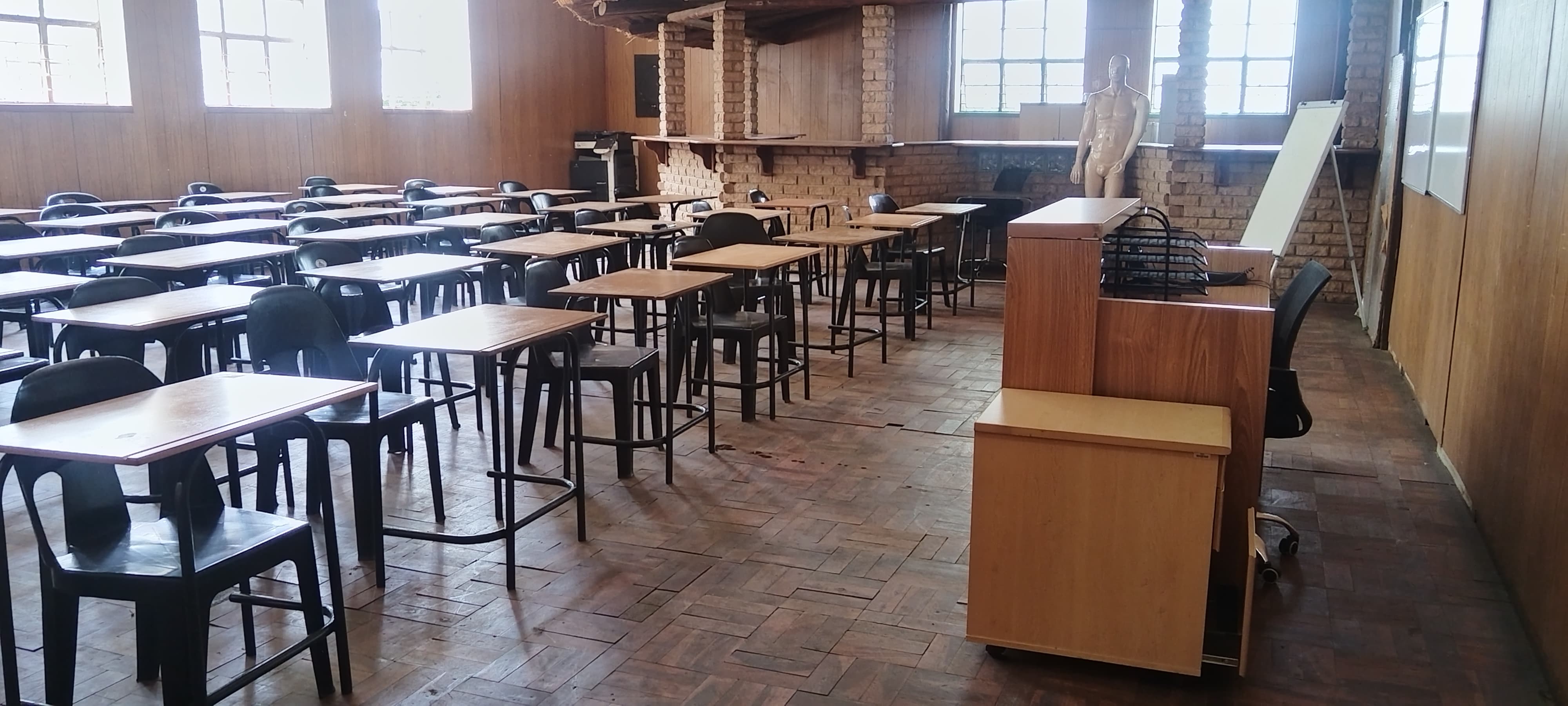 Training room with anatomy model used for practical demonstrations